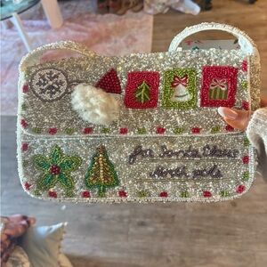 Festive Beaded Handbag with Holiday Motifs